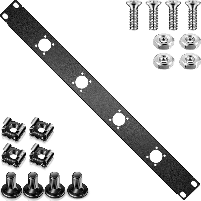 4-hole 1U Audio Rack Panel 4D Series XLR Patch Panel Punched Metal HDMI Mount Connectors Recording Studio Rack Accessories for 19 Inch Enclosure Server Computer Equipment Studio