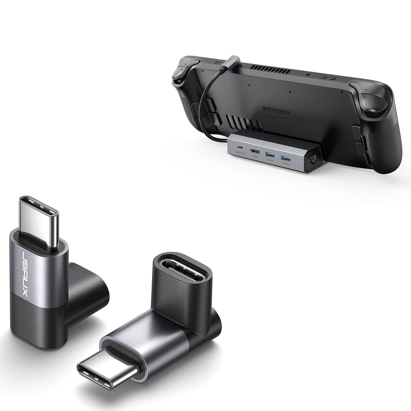 JSAUX 90 Degree USB C Male to USB C Female Adapter + HB0602 5-in-1 Docking Station for Steam Deck