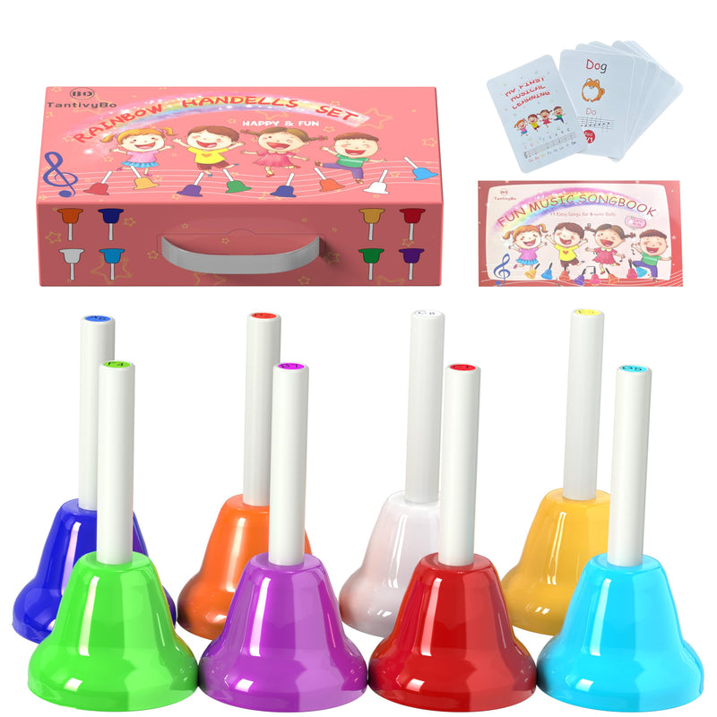 [AUSTRALIA] - Hand Bells, 8 Note Musical Handbells Set with 17 Songbook Musical Toy Percussion Instrument for Toddlers Children Kids for Children's Day Family Activity School and Church (Upgraded Edition) 