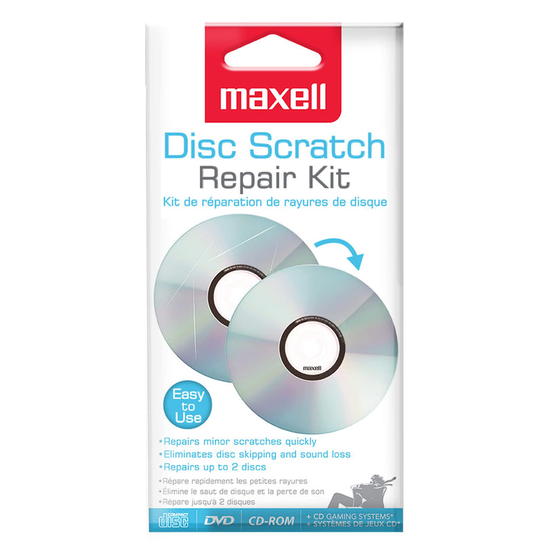 Maxell 190510 Disc Scratch Cleaner & Repair Kit for CD/DVD - Eliminates Disc Skipping & Sound Loss, Repairs Minor Scratches Quickly & Effectively - Repairs Up to 2 Discs - Easy to Use