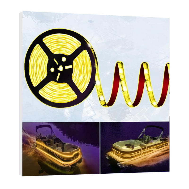 [AUSTRALIA] - HOKIION Pontoon Led Boat Lights, 12V 20FT Marine Led Strip Lights, Waterproof Boat Interior Light, Boat Deck Light, Night Fishing Lighting with and Extension Cable for Boats (Amber) Amber (20FT) 