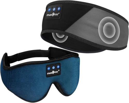 MUSICOZY Bluetooth 5.4 Sleep Headphones Headband, Wireless Music Earphones Sleeping Eye Mask, Cool Tech Gadgets for Women, Mom, Sports, Workout, Running, Unique Gifts, Pack of 2