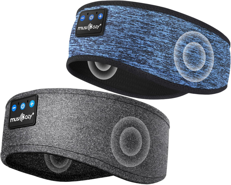 MUSICOZY Sleep Headphones Bluetooth Headband, Wireless Music Sleeping Headphones Sleep Mask Earbuds for Side Sleepers Workout Running Travel Yoga Cool Gadgets Tech Unique Gift, Pack of 2