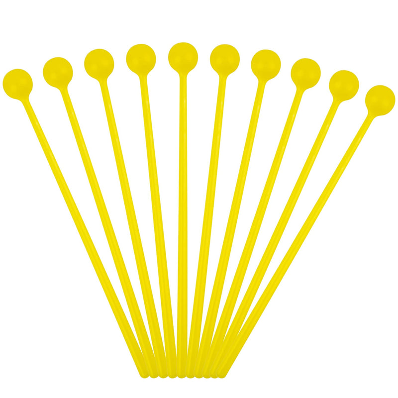 AUEAR, 10 Pack Plastic Bell Mallets Solid Drum Percussion Sticks Hammer for Drum Chime Xylophone 7.48 Inch Long Yellow