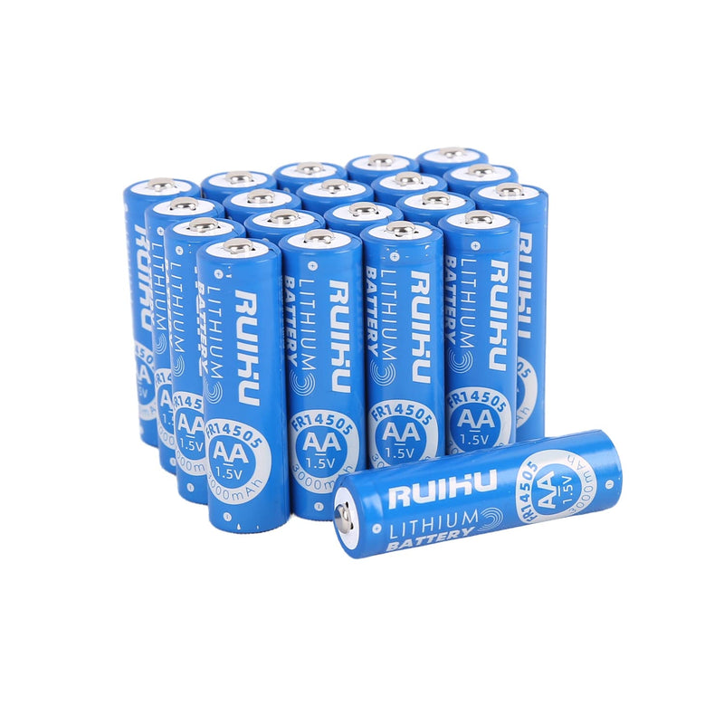 [AUSTRALIA] - RUIHU AA Batteries, 20 Pack Lithium Iron Double A Batteries, 1.5V 3000mAh Longer Lasting AA Lithium Batteries for Flashlight, Toys, Remote Control, Non-Rechargeable (Lithium AA-20 Count) Lithium AA-20 count 