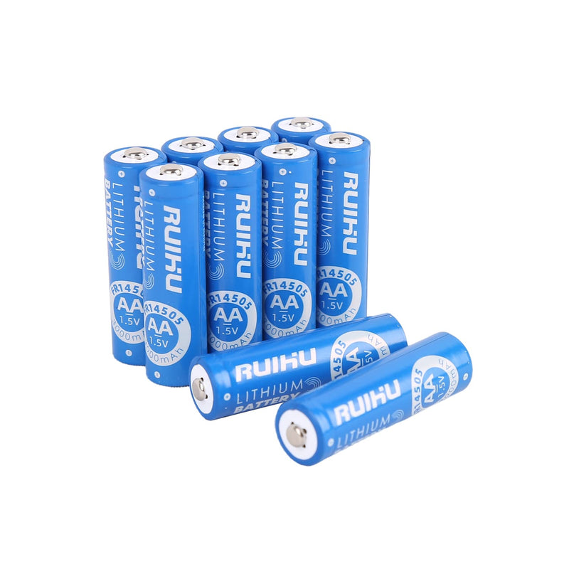 [AUSTRALIA] - RUIHU AA Batteries, 10 Pack Lithium Iron Double A Batteries, 1.5V 3000mAh Longer Lasting AA Lithium Batteries for Flashlight, Toys, Remote Control, Non-Rechargeable (Lithium AA-10 Count) Lithium AA-10 count 