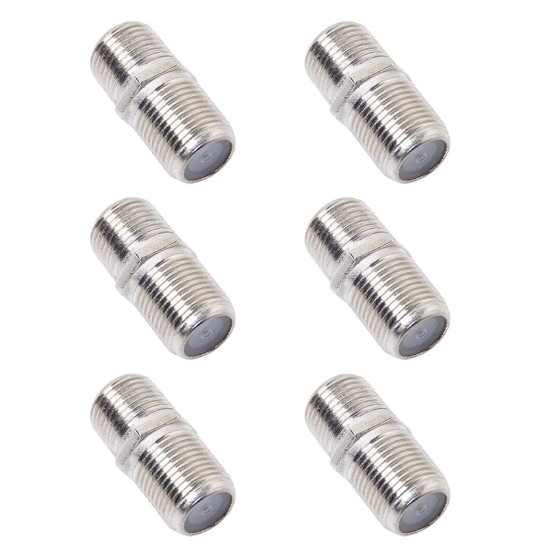 6 Pack Coaxial Cable Connector, RG6 Coax Cable Extender F-Type Silver Plated Adapter Female to Female for TV Cables, Satellite Receiver, VCR and Cable Modem 6