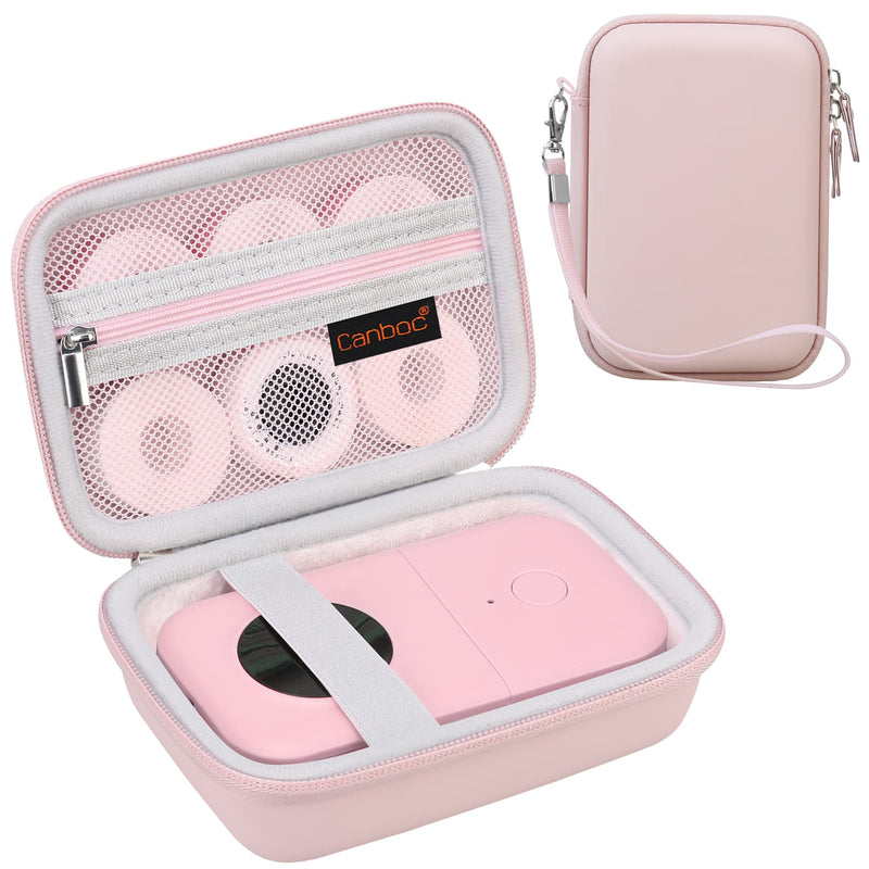 Canboc Label Maker Case for Phomemo D30/ Phomemo D35/Memoking D30 Label Maker, Portable Thermal Bluetooth Label Printer Storage Bag, Mesh Bag fit Label Paper Cable, Pink Pink+Pink