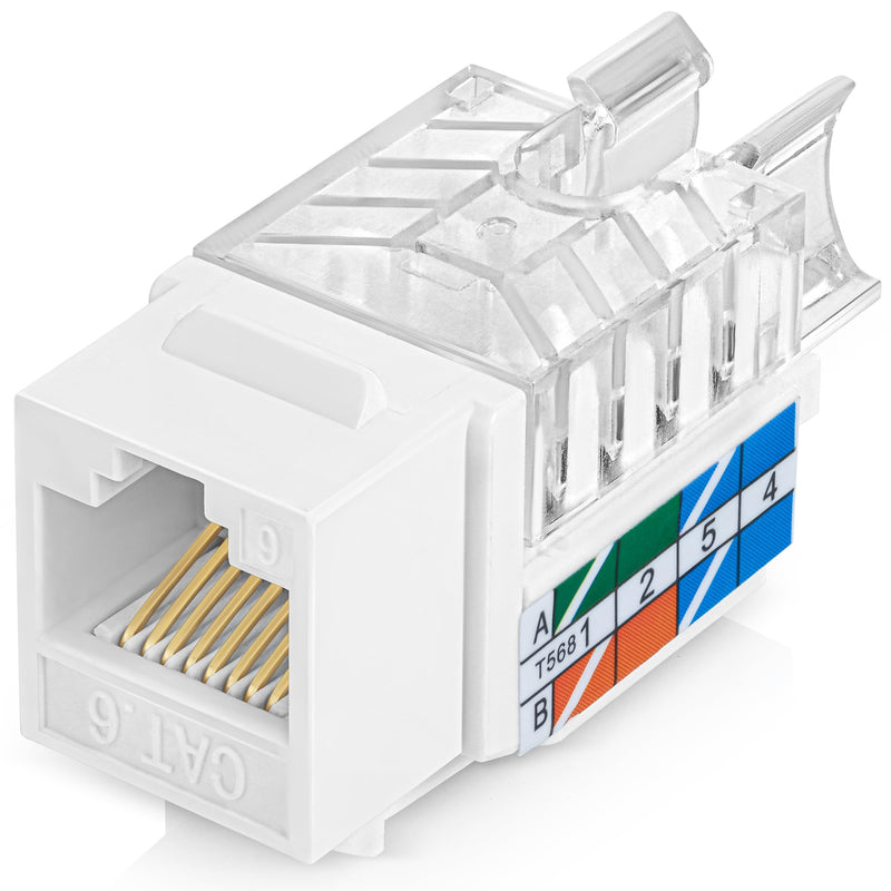 Everest 45 Degree RJ45 Cat6 Keystone Jacks Slim Profile 50-Pack White | Compatible with 45° Angled Speed Termination Tool - 45Term (B0BL3GS7ZY)