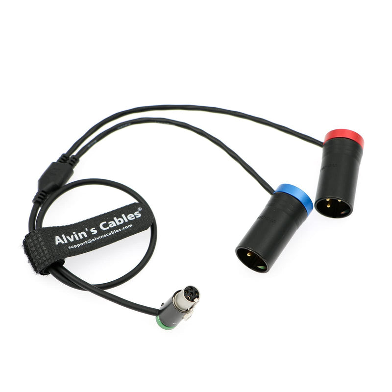 Alvin's Cables 10Inch (25cm) Low Profile TA5F to Dual LP XLR 3 Pin Male Audio-Cable for Wisycom-MCR54, Lectrosonics-DCHR-Receiver, Cameras, Portable Recorders, Mixers