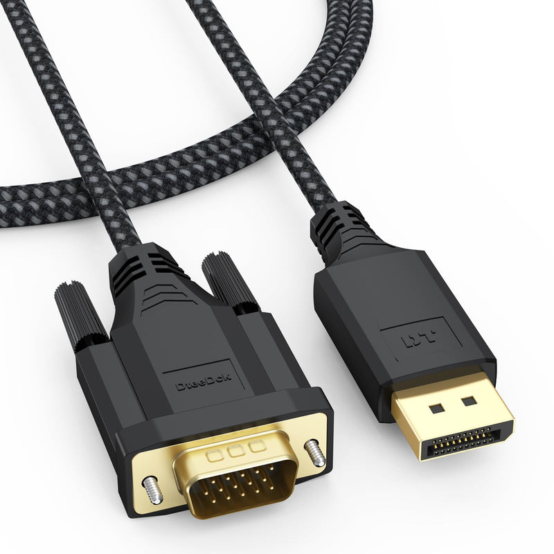 DisplayPort to VGA Cable 3Ft, DP Display Port to VGA Adapter Cable Converter Male to Male Braided Cord for Monitor Desktop Laptop Display Projector HDTV 3 Feet 1 Pack