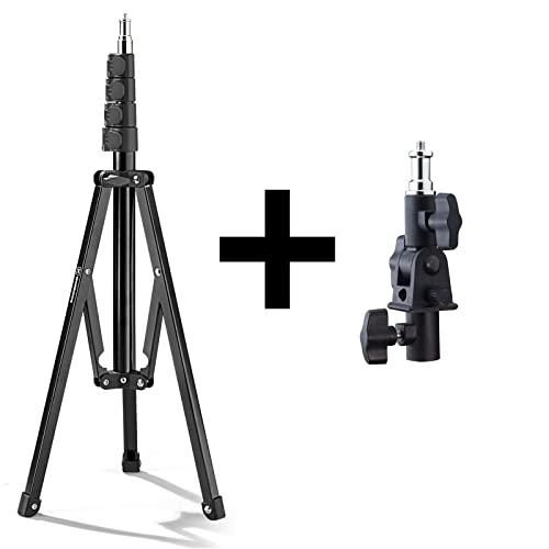 WELLMAKING Light Stand, 72 inches led Light Stand Reverse Folding Light Tripod with U-Shape Camera Flash 180°Swivel Mount Bracket