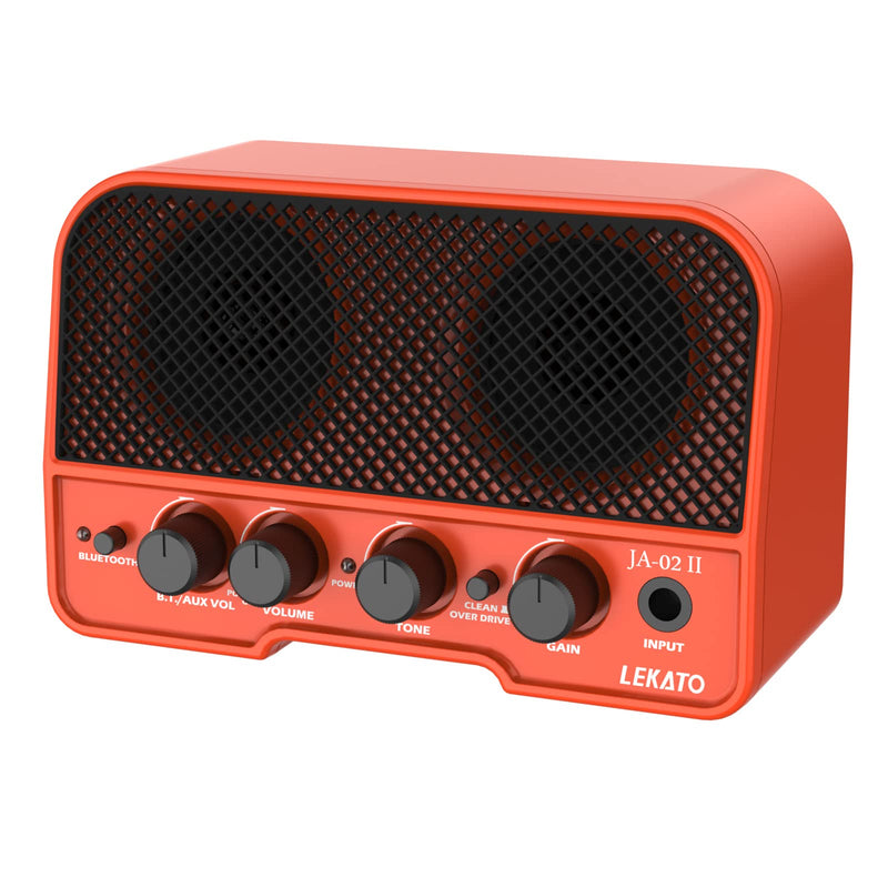 LEKATO Mini Guitar Amp, 5W Rechargeable Electric Amplifier, Clean&Overdrive Effects Bluetooth Guitar Amp Portable for Daily Practice,Orange Orange