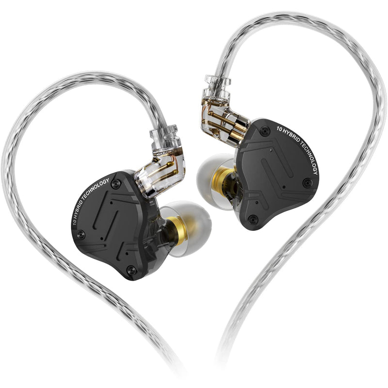 KZ ZS10 PRO X in-Ear Monitor Earbuds, KZ ZS10ProX 5 Hybrid Drivers IEM Headphones Earphones, Audiphile’s in-Ear Headsets with Detachable 0.75 Pin Cord (Black, Without mic) Black