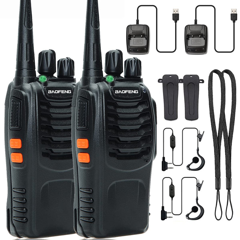 Baofeng Walkie Talkies Long Range Walkie Talkie for Adults with Earpiece Mic Rechargeable 2-Way Radios Handheld Two-Way Radios Transceiver Kids Walky Talky with USB Base Charger for Camping 2pcs with earpiece