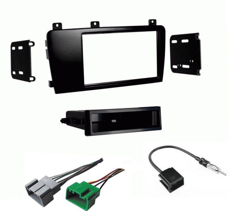 Single or Double DIN Car Stereo Radio Install Dash Kit, Wire Harness, Antenna Adapter Combo for Volvo 2005-2007 V70/XC70, 2005-2009 S60 (Black, ABS Plastic, OEM-Style)