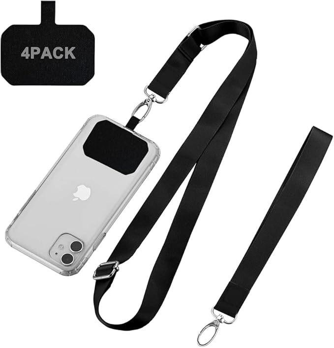 BFSD·DM Phone Lanyard,Cell Phone Lanyards for Around The Neck,Adjustable Nylon Phone Strap Crossbody Compatible with Most Smartphones with Full Coverage Case(Black) Black