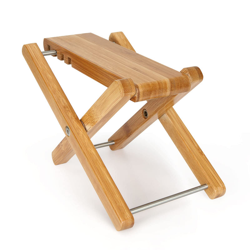 Bamboo Guitar Foot Stool 9.25 Inch 4 Gear Adjustable Non-Slip Foot Rest for Classical Guitar Player