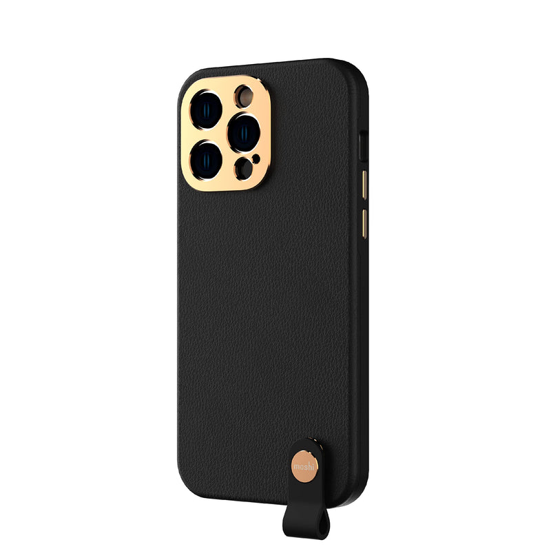 Moshi Altra Crossbody Case with Detachable Quick-Buckle Design (for iPhone 14 Pro 6.1 in), MagSafe Compatible, Aluminum Lens and Buttons [Crossbody and Wristlet Strap Sold Separately], Midnight Black