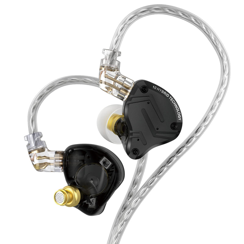 KZ ZS10 Pro X in Ear Monitor Headphone, Upgraded 4BA 1DD KZ Headphone Multi Driver in Ear IEM Earphone with Detachable Silver-Plated 0.75mm 2Pin Cable inears for Audiophile(Dark,No Mic)… NO Microphone Dark