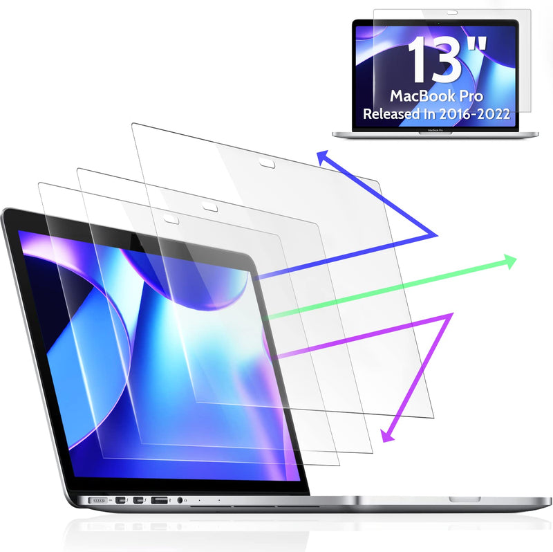 3 Pcs Anti Blue Light Screen Protector Compatible With MacBook Pro 13 Inch(2016-2022,M1,M2)&MacBook Air 13In(2018-2021,M1), 13.3" Mac Laptop Glare Filter Uv Blocker Shield Cover Eye Protection Film Blue Screen for MacBook