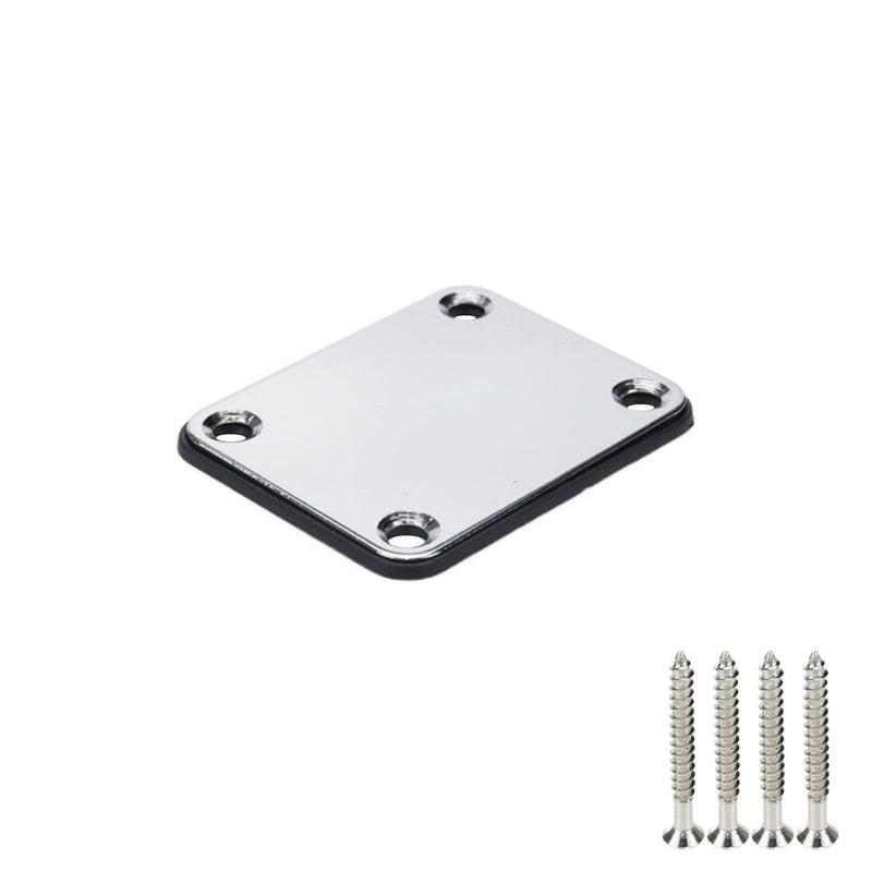 2Pcs 2.5x2.0 Inch Guitar Metal Neck Plate with Nylon Base Compatible with Strat Tele Style Electric Guitar Jazz Bass (Chrome)
