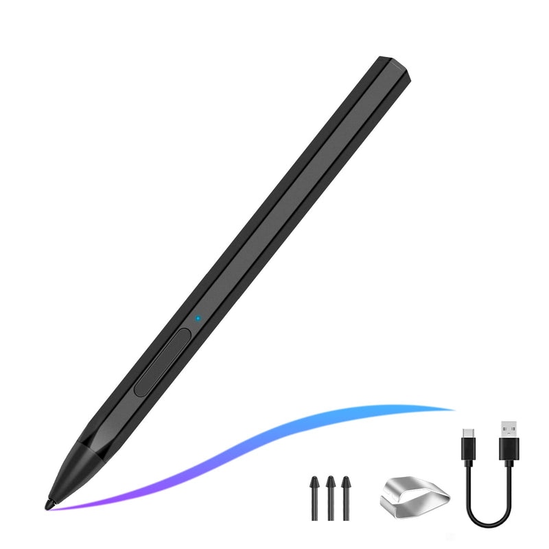 Stylus Pen for Microsoft Surface Pro9/8/X/7/6/5/4/3 Surface Go 3/2/1 Surface 3/Laptop/Studio/Book 4/3/2/1 with 4096 Tilt Pressure Palm Rejection Magnetic Attachment Rechargeable, Black