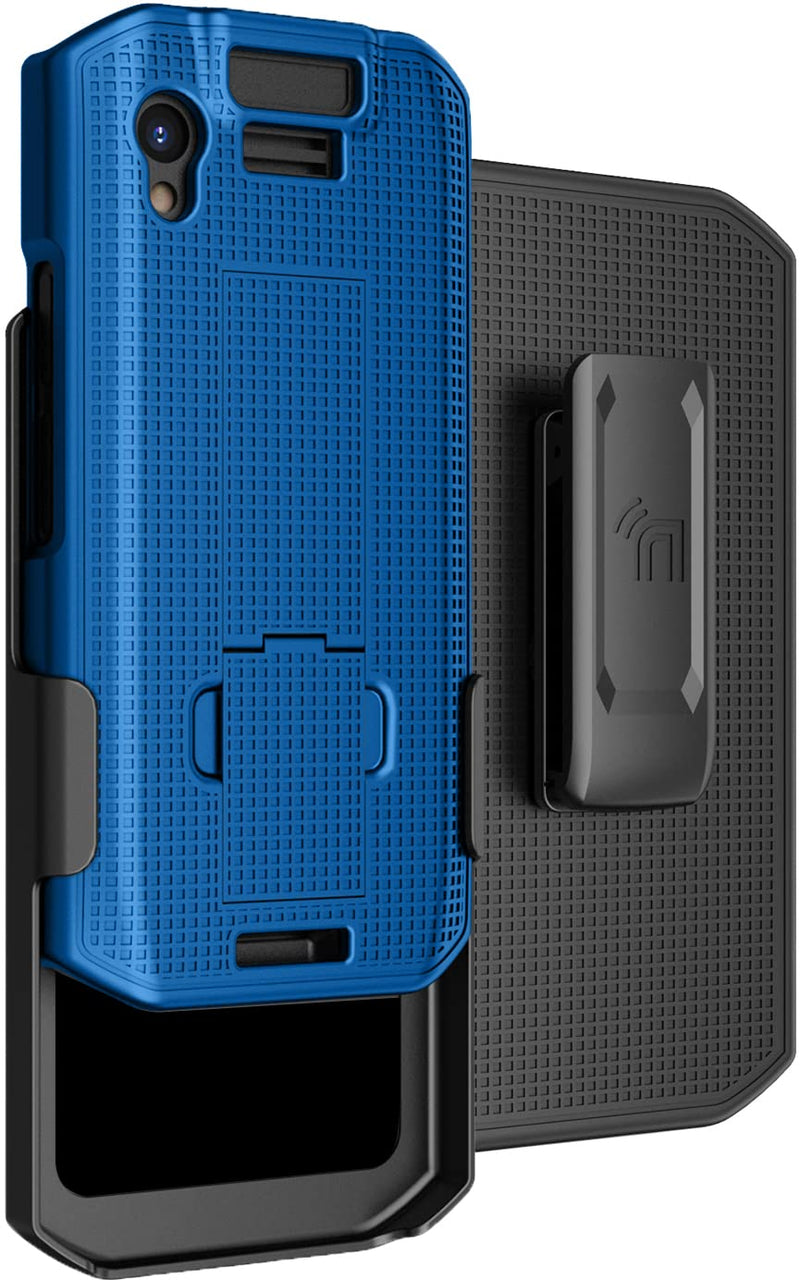 [AUSTRALIA] - Case with Clip for Zebra TC21 TC26 Mobile Computer Scanner, Nakedcellphone Slim Hard Shell Cover with Kickstand and [Rotating/Ratchet] Belt Hip Holster Combo - Cobalt Blue 