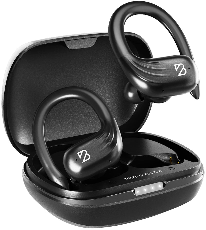 Back Bay Audio Runner Wireless Running Earbuds, Earbud Over Ear Hooks | 80-Hour Long Battery Life, Water-Resistant Wireless Running Headphones. Bass Boost, Bluetooth 5 Wireless Charging Case Runner 60 Black