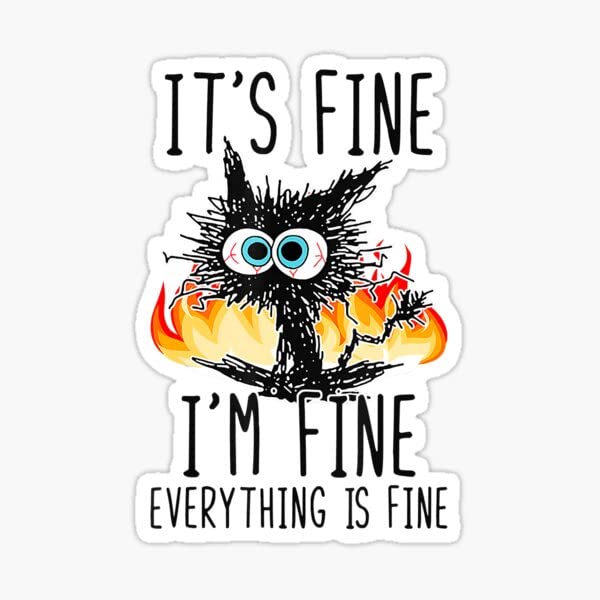 3'' It's Fine I'm Fine Everything is Fine Sticker Vinyl Stickers, Laptop Decal, Water Bottle Sticker, Car Decal, Skateboard Stickers, Funny Stickers, Small Gift