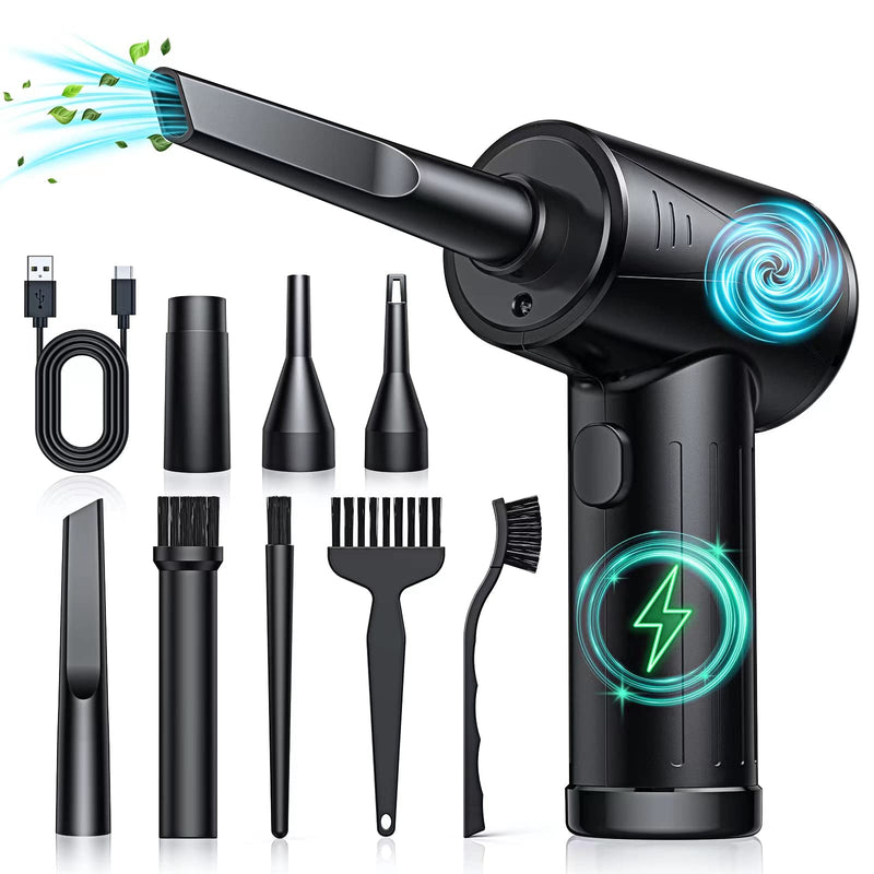 Compressed-air-duster-Keyboard-cleaner-200000 RPM Electric air dusters-Replace air can-no Canned air Duster-pc Cleaning-air Blower-Cordless air Duster for Computers-Compressed air 7600mAh Black