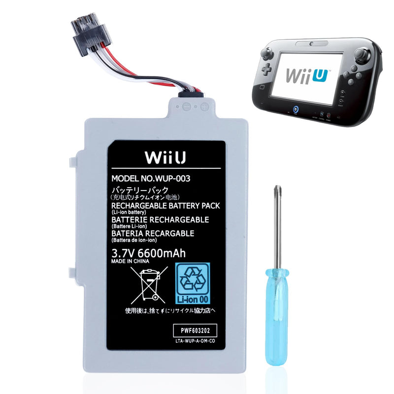 6600mAh Wii U Gamepad Battery Replacement Rechargeable Battery Pack Wii Accessories for Nintendo Wii U Gamepad WUP-010, WUP-012