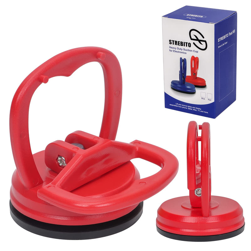 STREBITO Suction Cups Heavy-Duty 2 Pieces Screen Suction Cups Tool for iMac, iPhone, MacBook, iPad, TV, Phone, Laptop, Computer, Tablet, LCD Screen Remover, Small Dent Puller Red