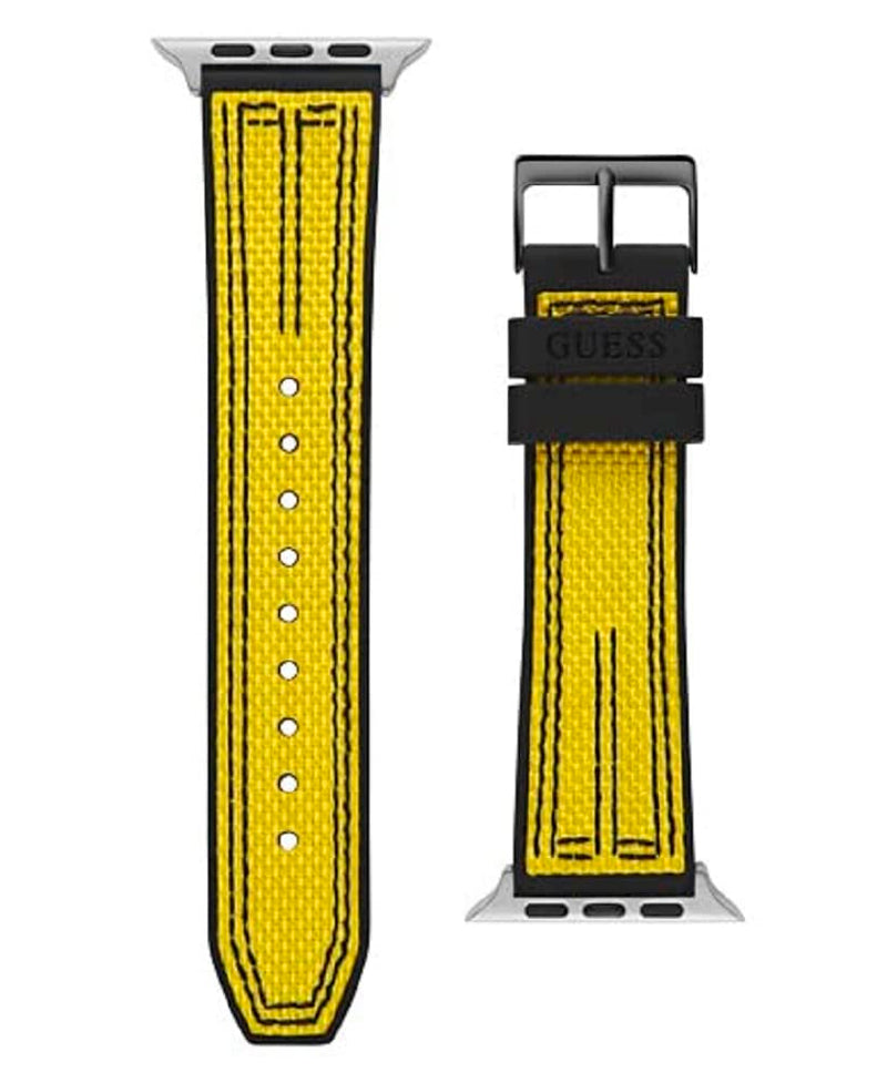 GUESS Mens smartwatch band compatible with Apple watch (42MM-44MM) Black/Yellow