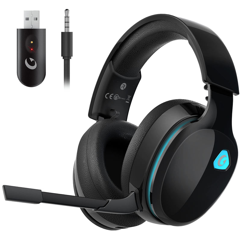 2.4GHz Wireless Gaming Headset for PC, PS4, PS5, Mac, Nintendo Switch, Bluetooth 5.2 Gaming Headphones with Noise Canceling Microphone, Stereo Sound, ONLY 3.5mm Wired Mode for Xbox Series-Black Black