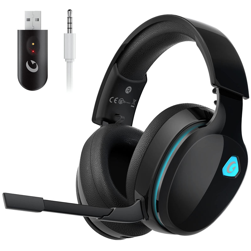 [AUSTRALIA] - Gtheos 2.4GHz Wireless Gaming Headset for PC, PS4, PS5, Mac, Nintendo Switch, Bluetooth 5.2 Gaming Headphones with Noise Canceling Microphone, Stereo Sound, ONLY 3.5mm Wired Mode for Xbox Series-Black Black 