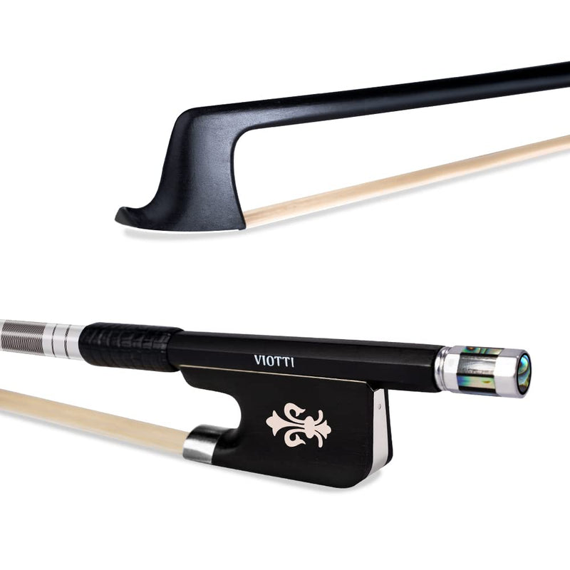 Viotti Carbon Fiber Viola Bow, Hand Crafted by Professional Bow Makers, Strong, Stiff & Well Balanced, Made with Mongolian Horse Hair, for Violist of All Skill Levels (Fleur de lis) Fleur de lis