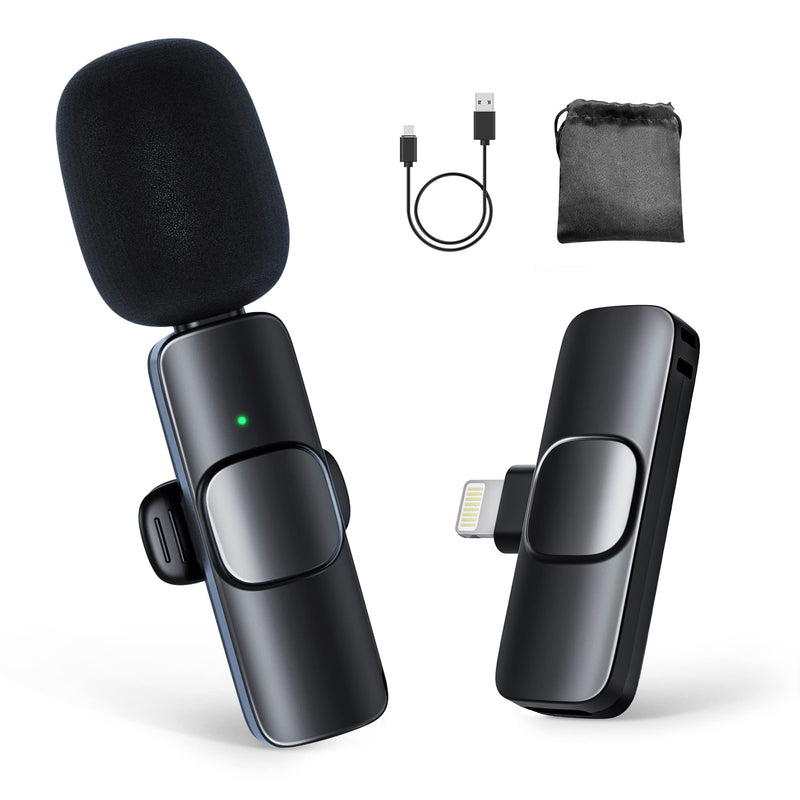 Gimpro Wireless Lavalier Microphone for iPhone, Clip on Microphone for Video Recording Interview Podcast Vlog YouTube, Wireless-lavalier-Mic-iPhone-Recording