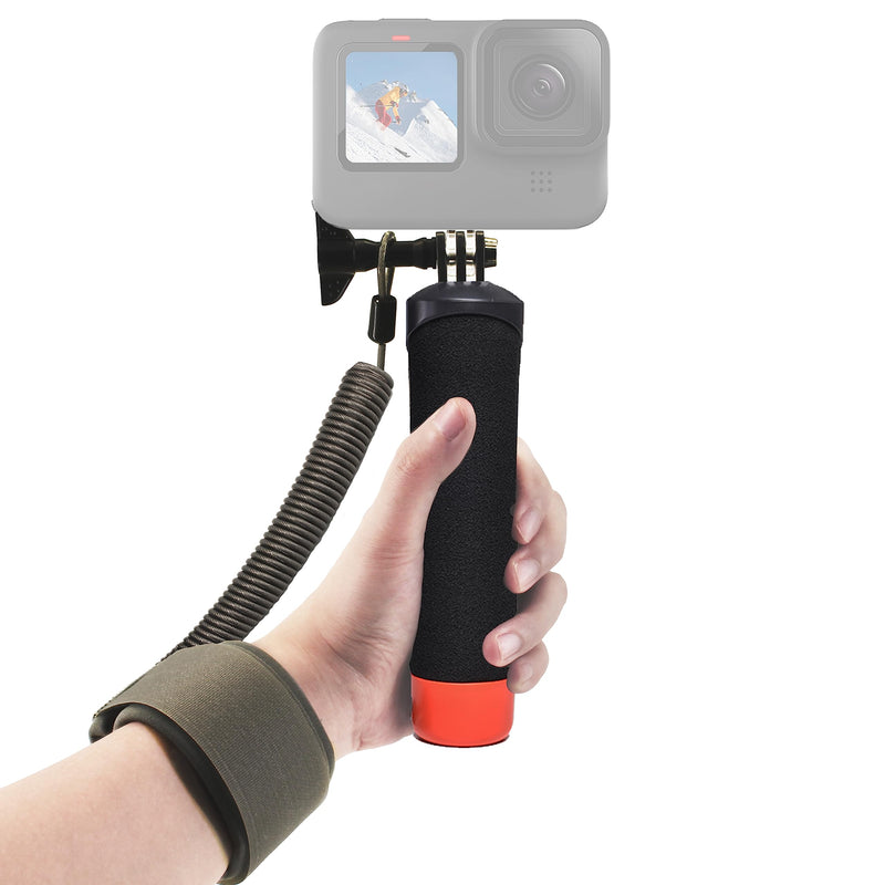 FitStill Waterproof Monopod Floating Hand Grip Snorkeling Selfie Pole Stick +Steel cored Safety Wrist Strap Rope for Go Pro Hero 12/11/10/9/8/7/6/5 Max Session DJI Osmo and Other Action Cameras
