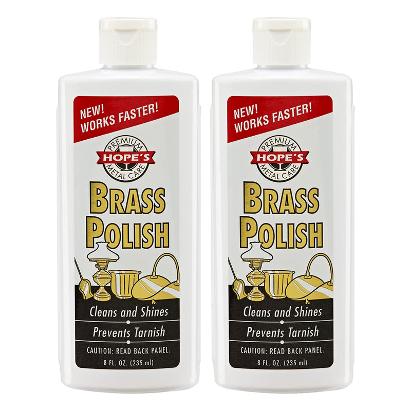 HOPE'S Brass Polish and Cleaner, Prevents Tarnish, Safe for Brass, Copper, Chrome, and Sterling Silver, Metal Polish for Cymbals, Trombone, Trumpet, and Other Instruments, 8 oz, Pack of 2 8 Fl Oz (Pack of 2)
