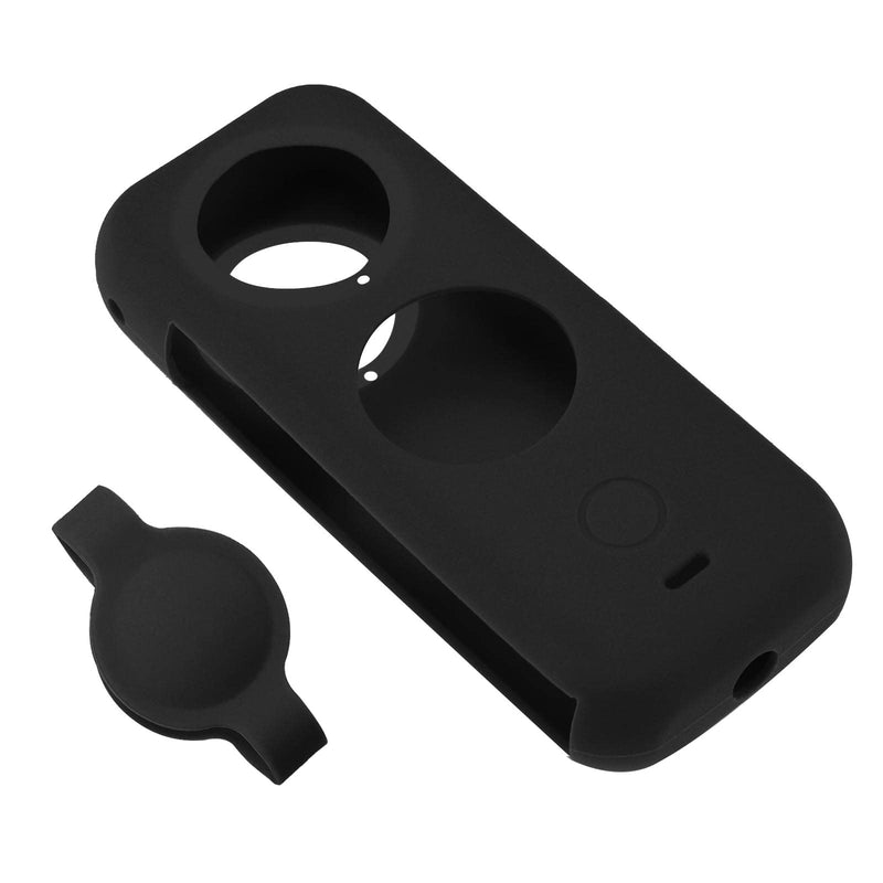 [AUSTRALIA] - Create idea Set with 2Pcs Body Cover Protector Lens Cap Protector Replacement Compatible with Insta 360 ONE X2 Camera Silicone Camera Case Black 