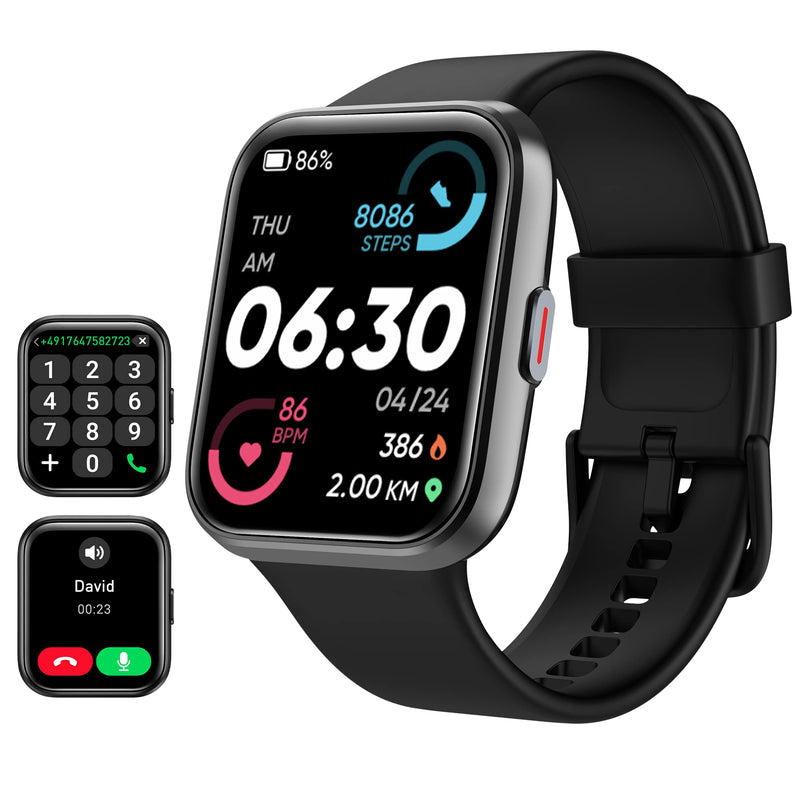 Tensky Smart Watch for Men/Women Android/iPhone/Samsung, Alexa Built-in, 1.8" Touch Screen Fitness Tracker with Answer/Make Calls, 3ATM Waterproof Heart Rate/Sleep/SpO2 Monitor, 120+ Sport Modes Black