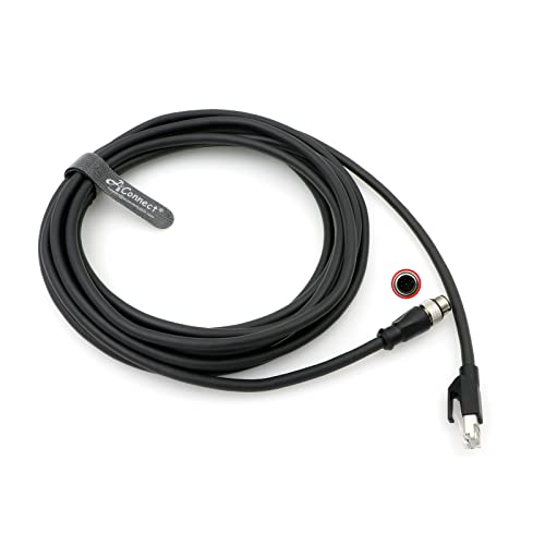 M12-A-Code Ethernet-Cable for Cognex DM300 M12 8 Pin Male A Code to RJ45 Shielded Ethernet High Flexible Cable 16.5Ft/5M Black 5M
