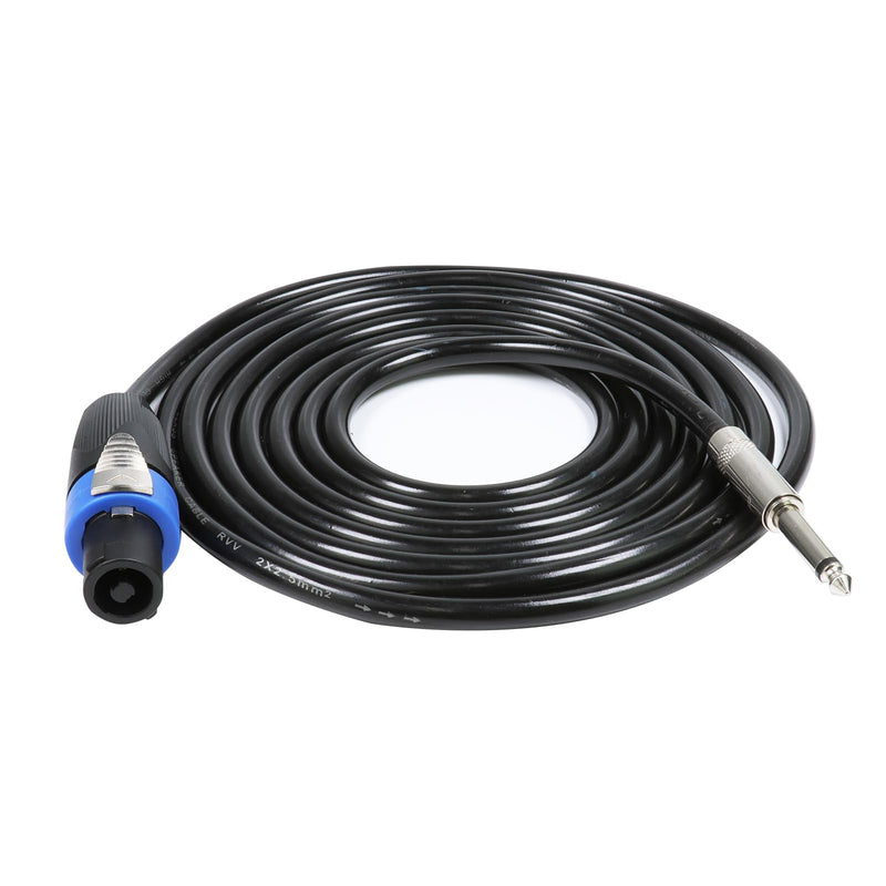 20 Feet Pack of 1 Speakon to 1/4" Cable - 1pc 20 Ft. Speak-On Male to 6.35mm TS Male Wire for Speaker, Loudspeaker, Audio Amplifier, Mixer - Heavy Duty Shielded Core with Twist Lock 20ft. - 1 Pack