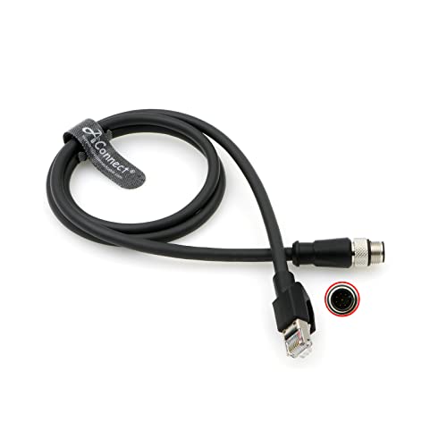M12-A-Code-RJ45-Ethernet-Cable for Cognex DM300 M12 8-Pin A-Code Male to RJ45 for Industrial Camera 3.3Ft/1M Black 1M