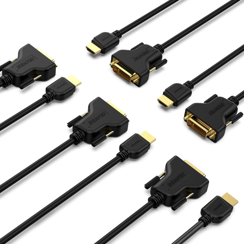 BENFEI HDMI to DVI 5 Pack, HDMI to DVI Cable Bi Directional DVI-D 24+1 Male to HDMI Male High Speed Adapter Cable Support 1080P Full HD Compatible for Raspberry Pi, Roku, Xbox One, PS4 PS3 6 Feet
