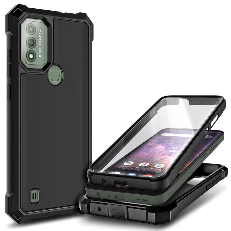 Case for Wiko Voix with [Built-in Screen Protector], Full-Body Protective Shockproof Rugged Bumper Cover, Impact Resist Phone Case (Black) Black