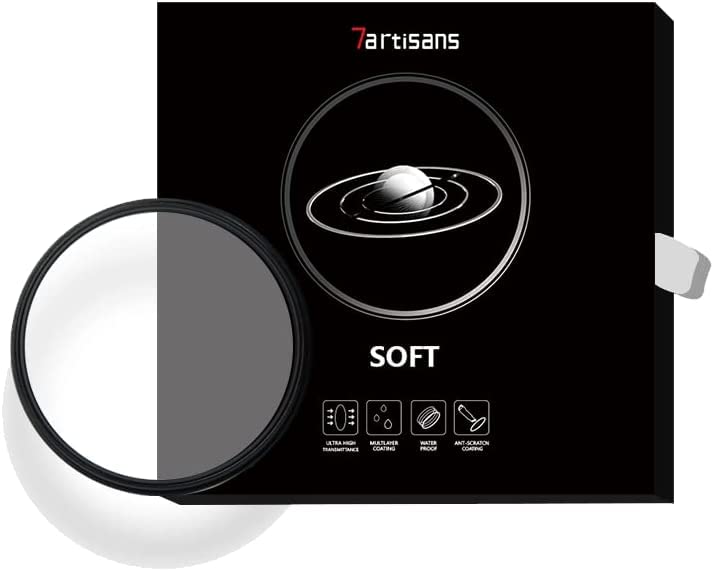 7artisans Soft Focus Filter 1/4 Aluminum Alloy Natural Soft Diffuser Effect Dream Cinematic Effect Soft Focus Optical Glass Filter (62mm) 62mm
