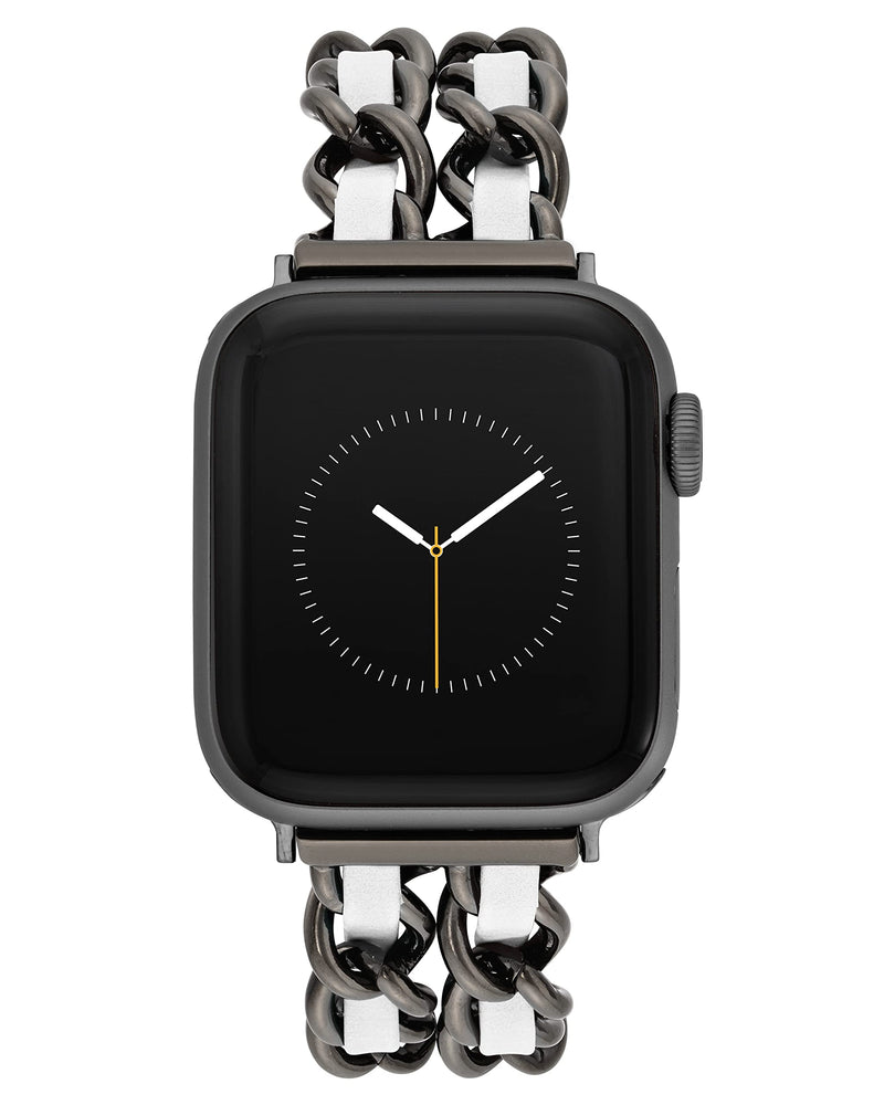 Steve Madden Fashion Chain Bracelet for Apple Watch 42mm (Series 1-3), 44/45/46/49mm (Ultra & Ultra 2) Black/White