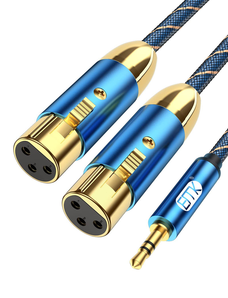 EMK Dual Female XLR to 3.5mm Cable, Unbalanced XLR Female to 1/8 Inch Mini Jack TRS Stereo Aux Interconnect Audio Mic Breakout Patch Cord(6.6FT/2M) 6.6FT/2M 3.5mm Male/2XLR Female